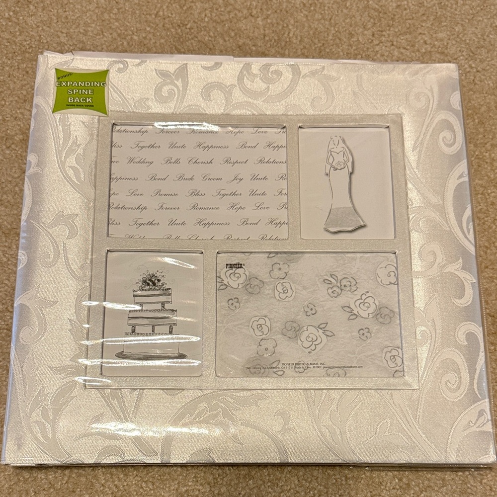 NWT.  White Photo Album with Floral Design